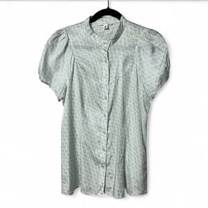 Banana Republic Light Blue Patterned Blouse